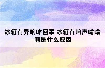 冰箱有异响咋回事 冰箱有响声嗡嗡响是什么原因